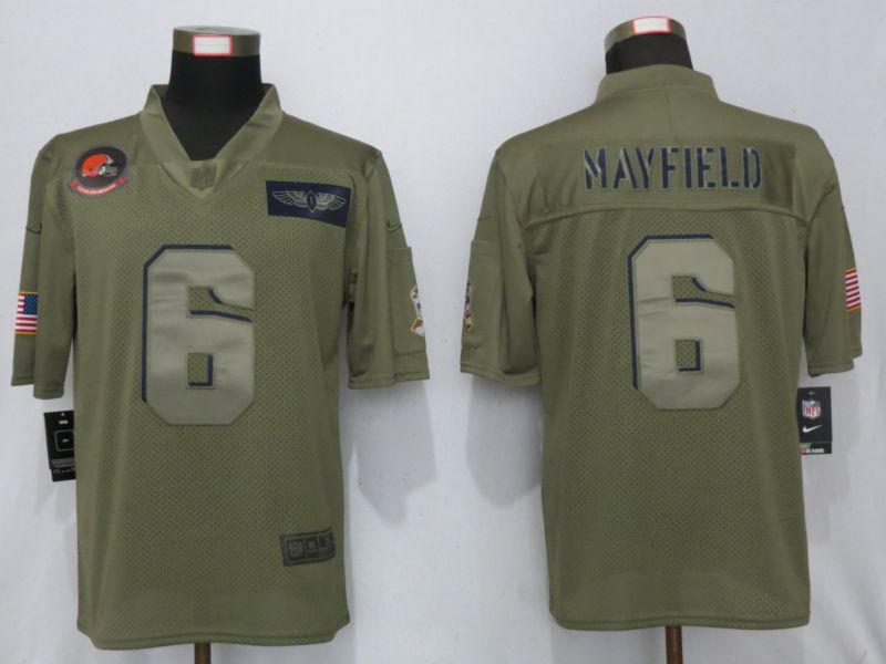 Men Cleveland Browns #6 Mayfield Nike Camo 2019 Salute to Service Limited NFL Jerseys